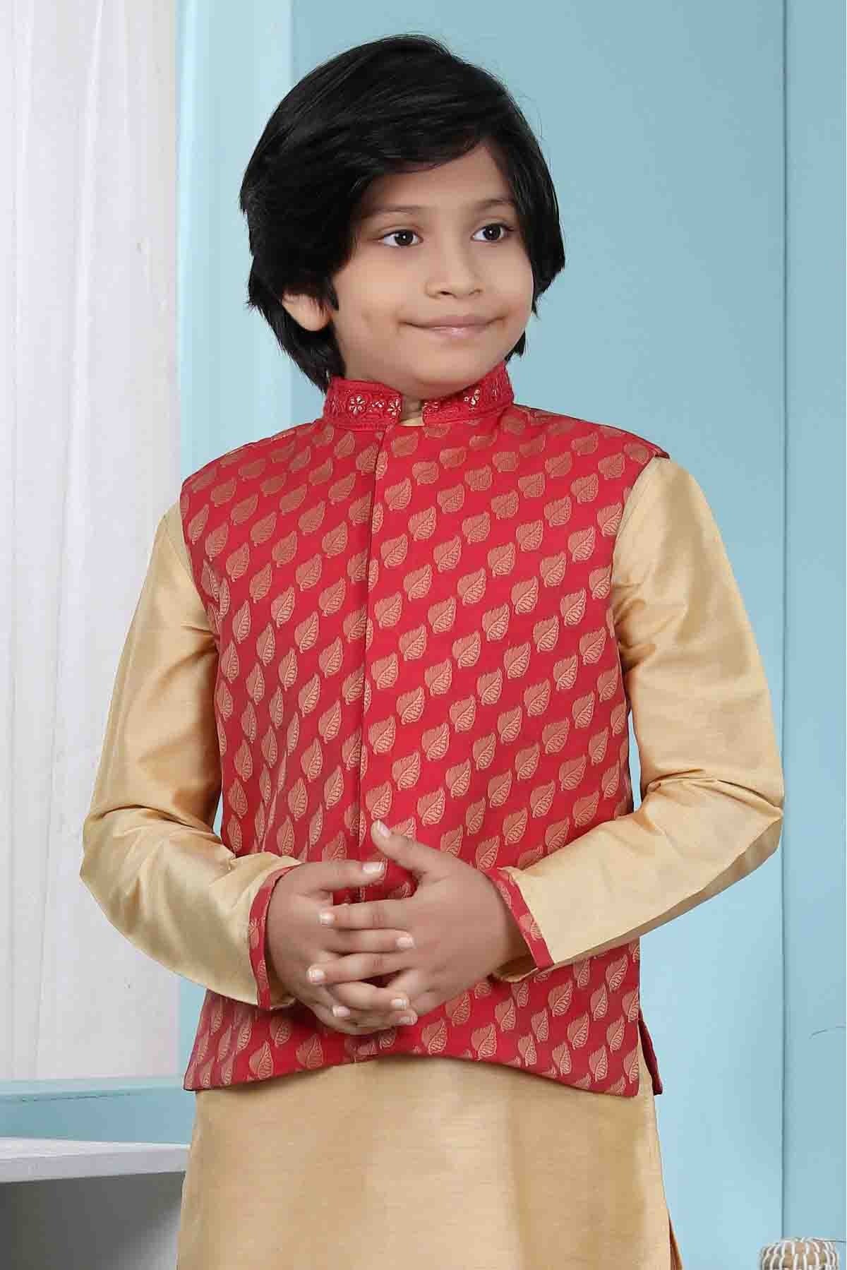 Red Colour Chanderi Silk Jacket BW1070124