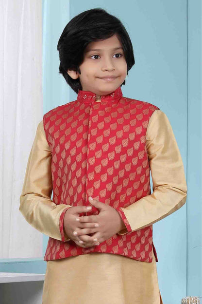 Red Colour Chanderi Silk Jacket BW1070124