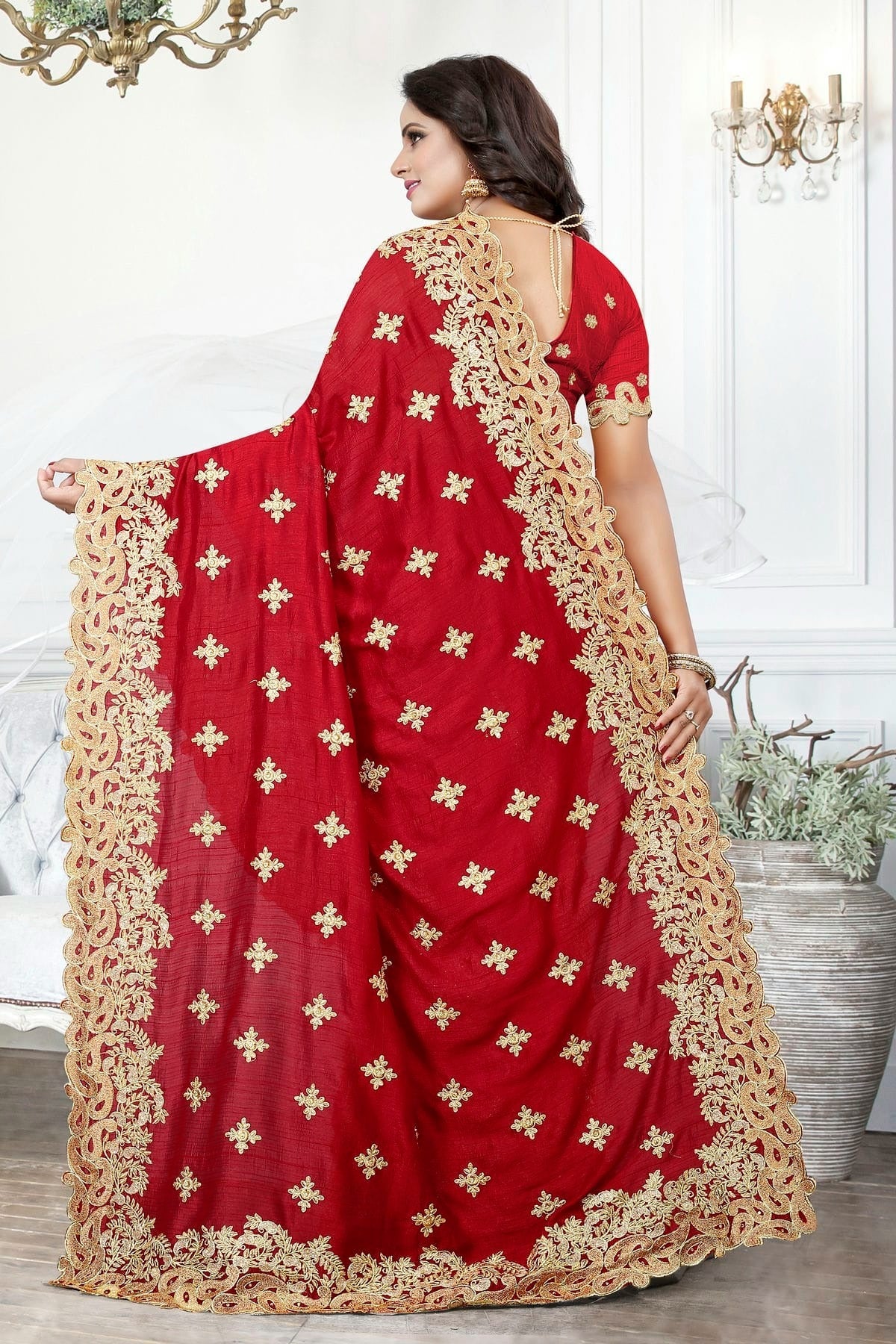 Red Colour Cherry Silk Designer Saree LC1121497 A