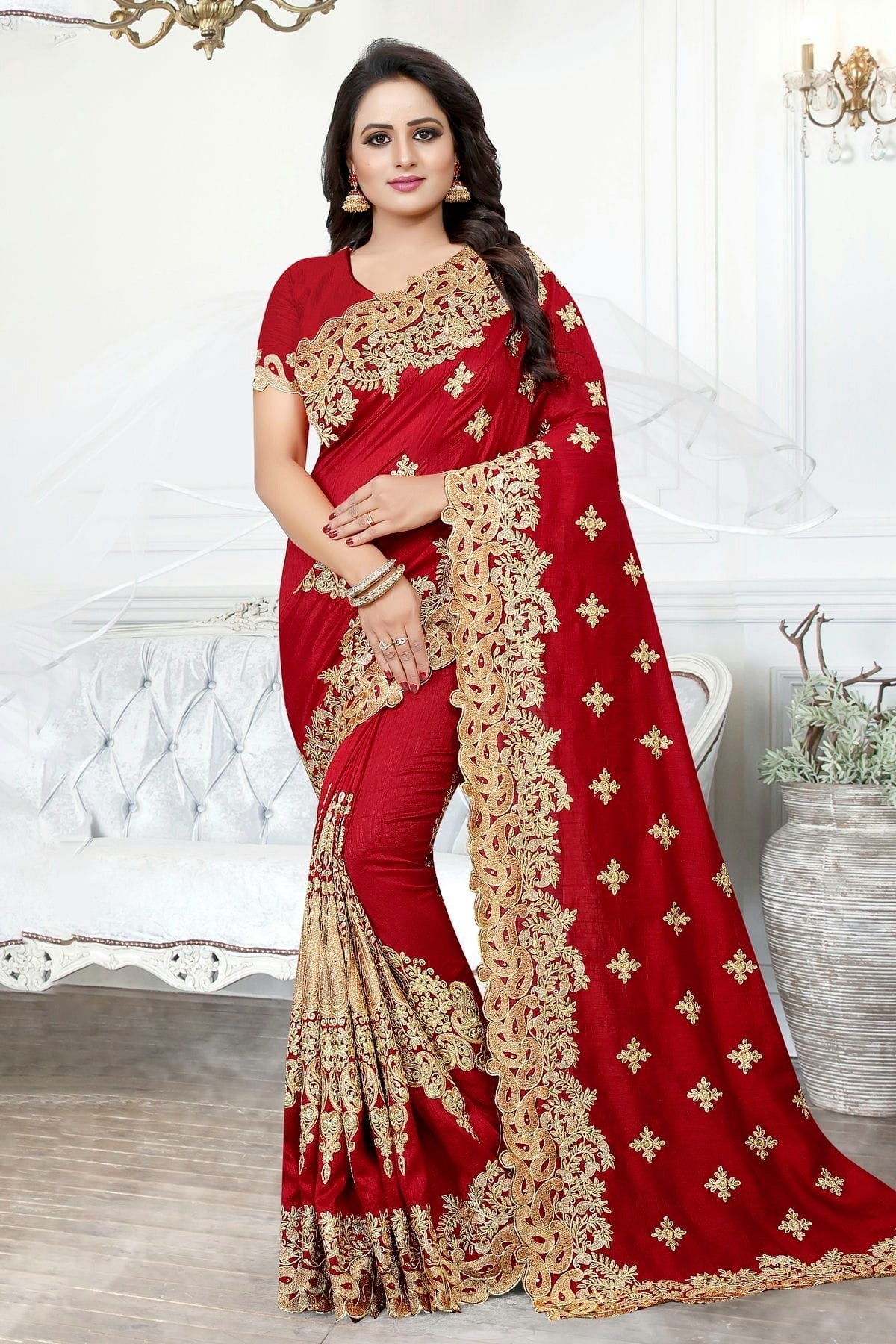 Red Colour Cherry Silk Designer Saree LC1121497