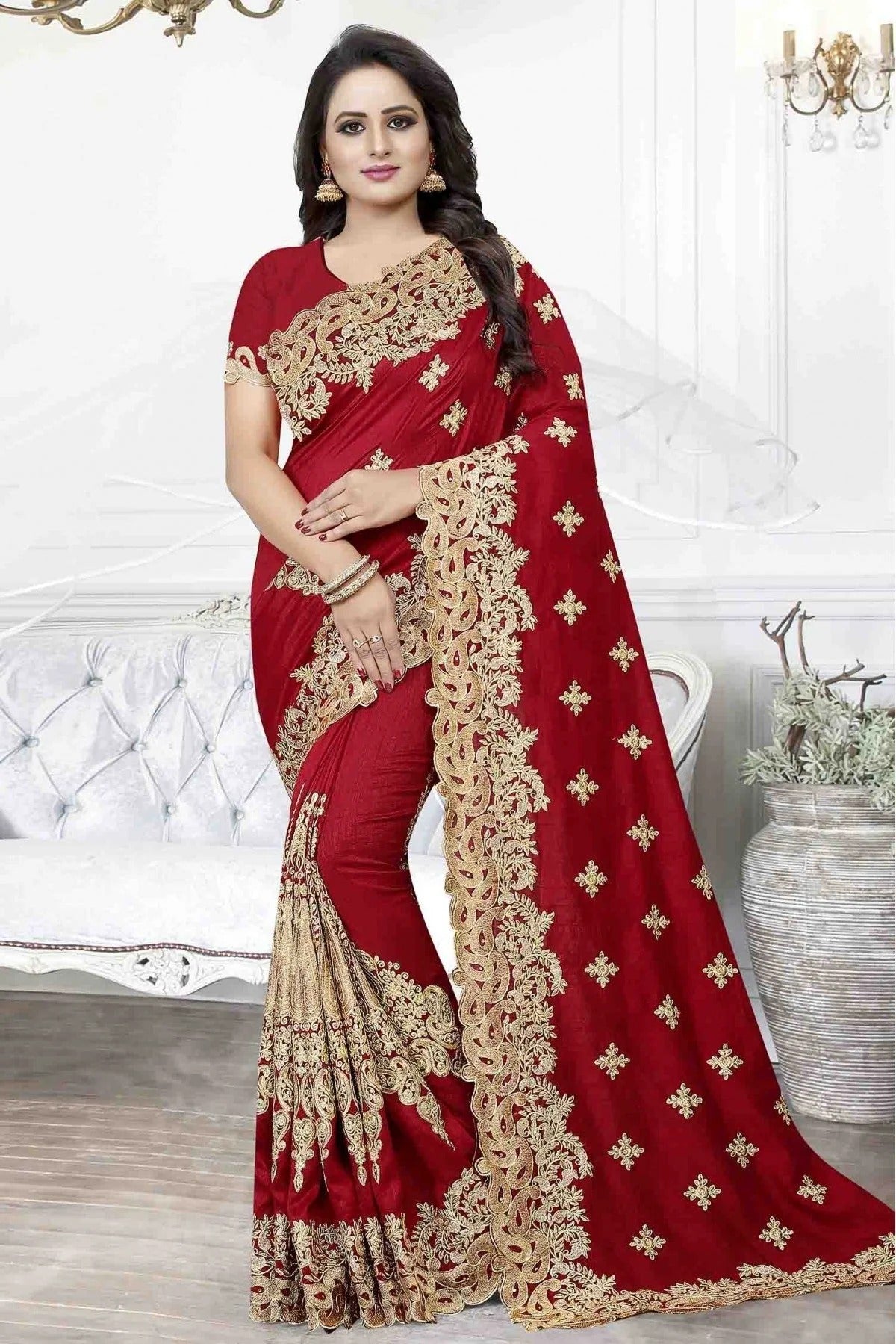 Red Colour Cherry Silk Designer Saree SD1120486