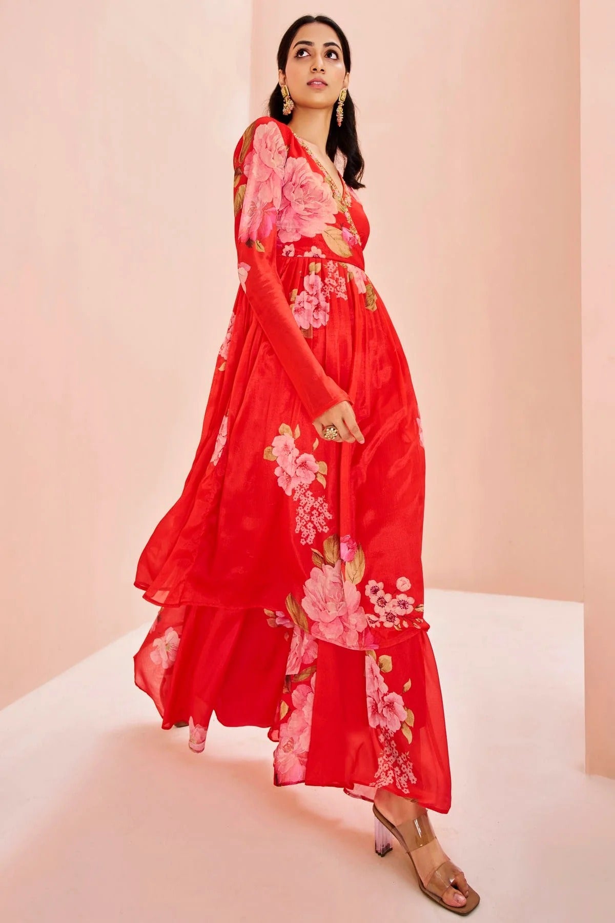 Red Colour Chinon Top and Bottom TP1080934 A