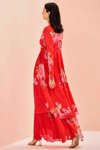 Red Colour Chinon Top and Bottom TP1080934 B