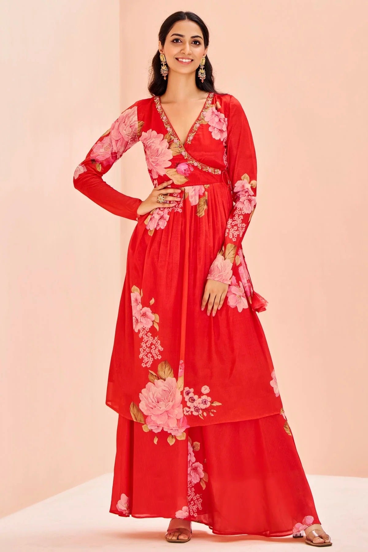 Red Colour Chinon Top and Bottom TP1080934