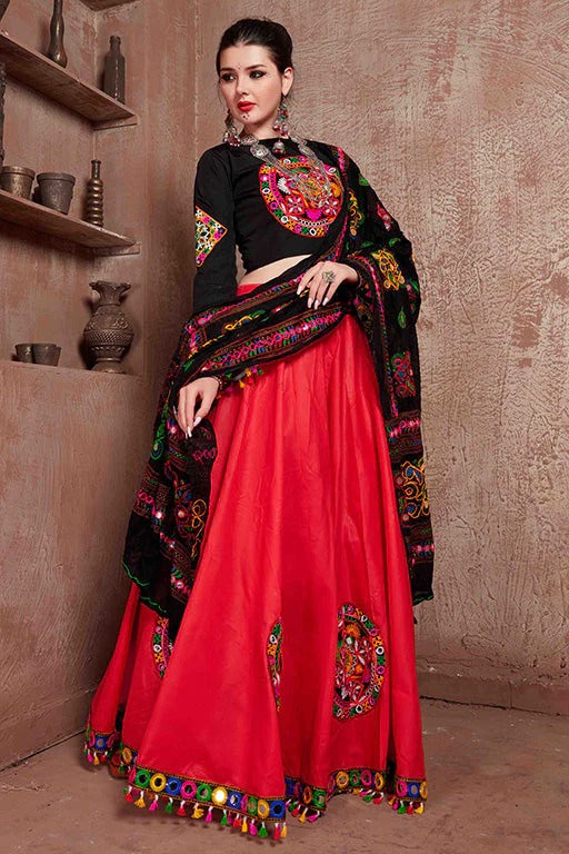 Red Colour Cotton Navratri Lehenga Choli LC1240081 A