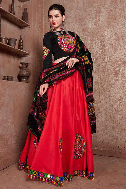 Red Colour Cotton Navratri Lehenga Choli LC1240081 A