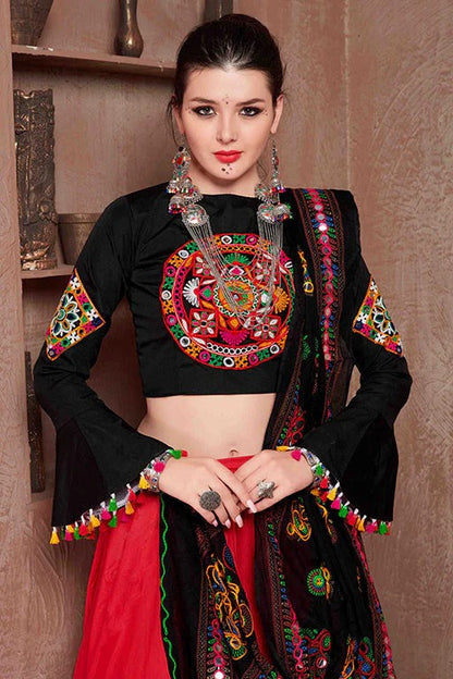 Red Colour Cotton Navratri Lehenga Choli LC1240081 B