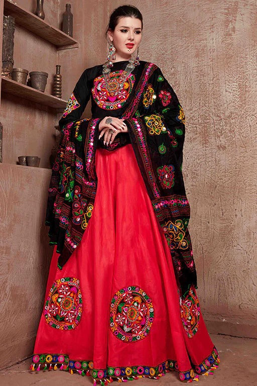 Red Colour Cotton Navratri Lehenga Choli LC1240081