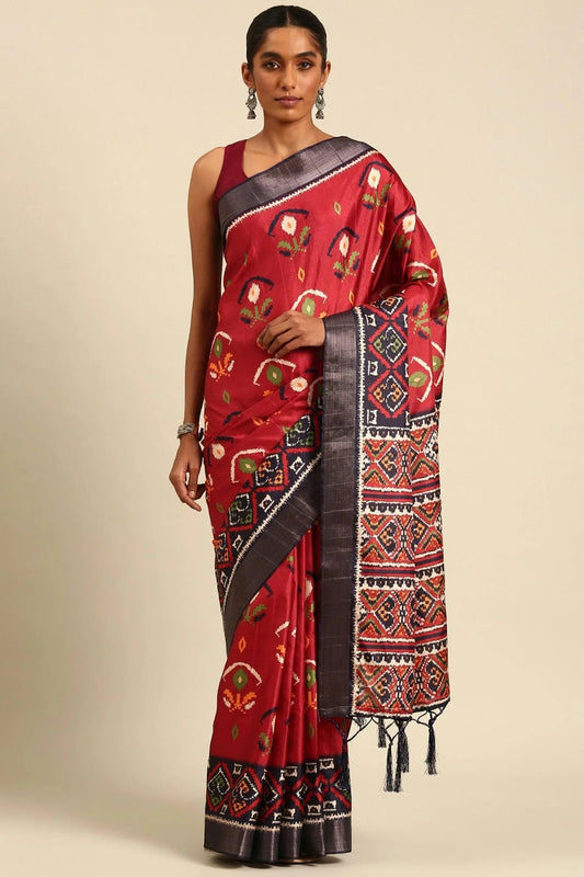 Red Colour Cotton Printed Saree SD1102406
