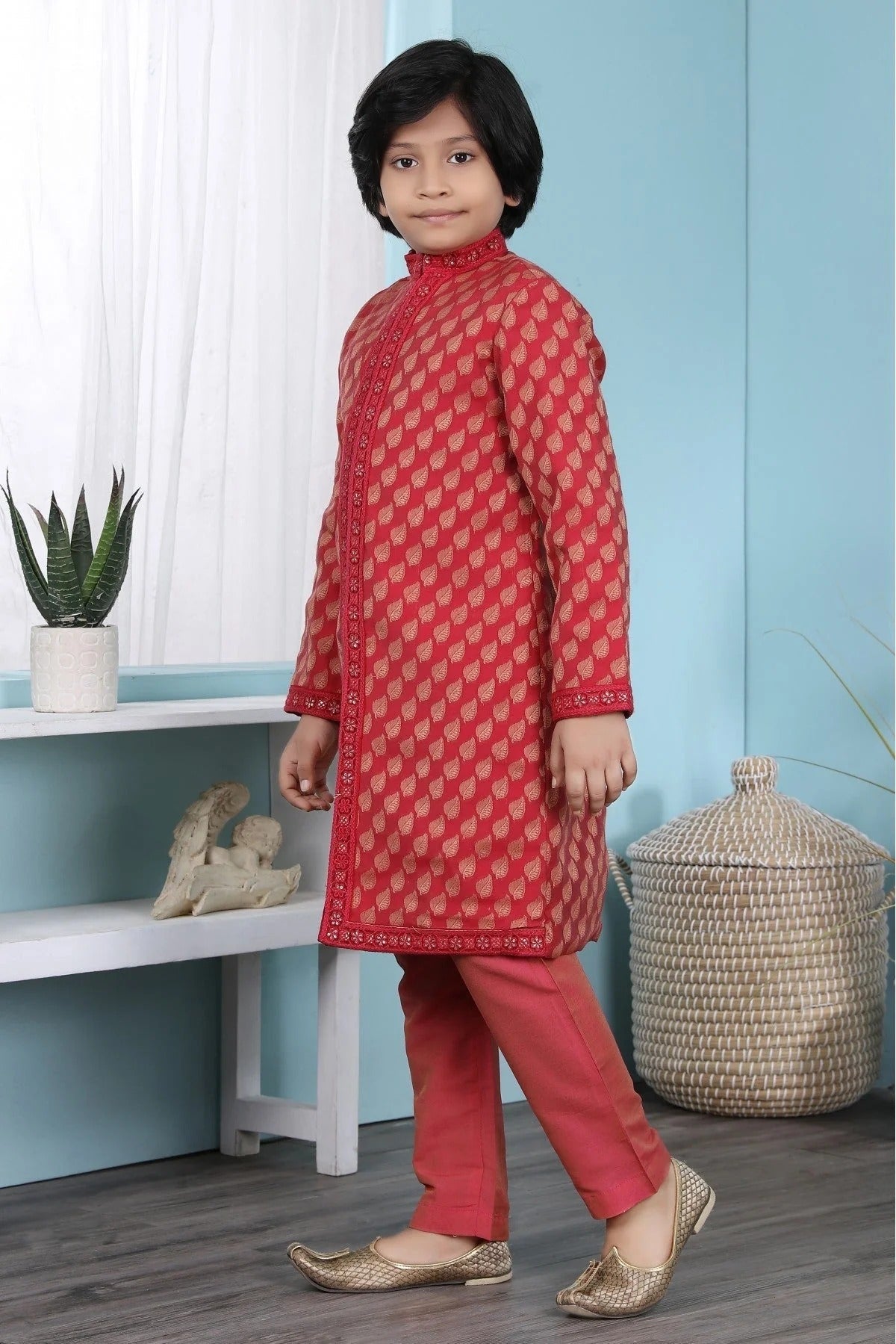 Red Colour Cotton Silk Kurta Pajama BW1070065 A