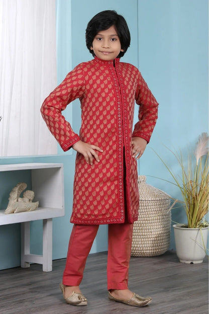 Red Colour Cotton Silk Kurta Pajama BW1070065 B