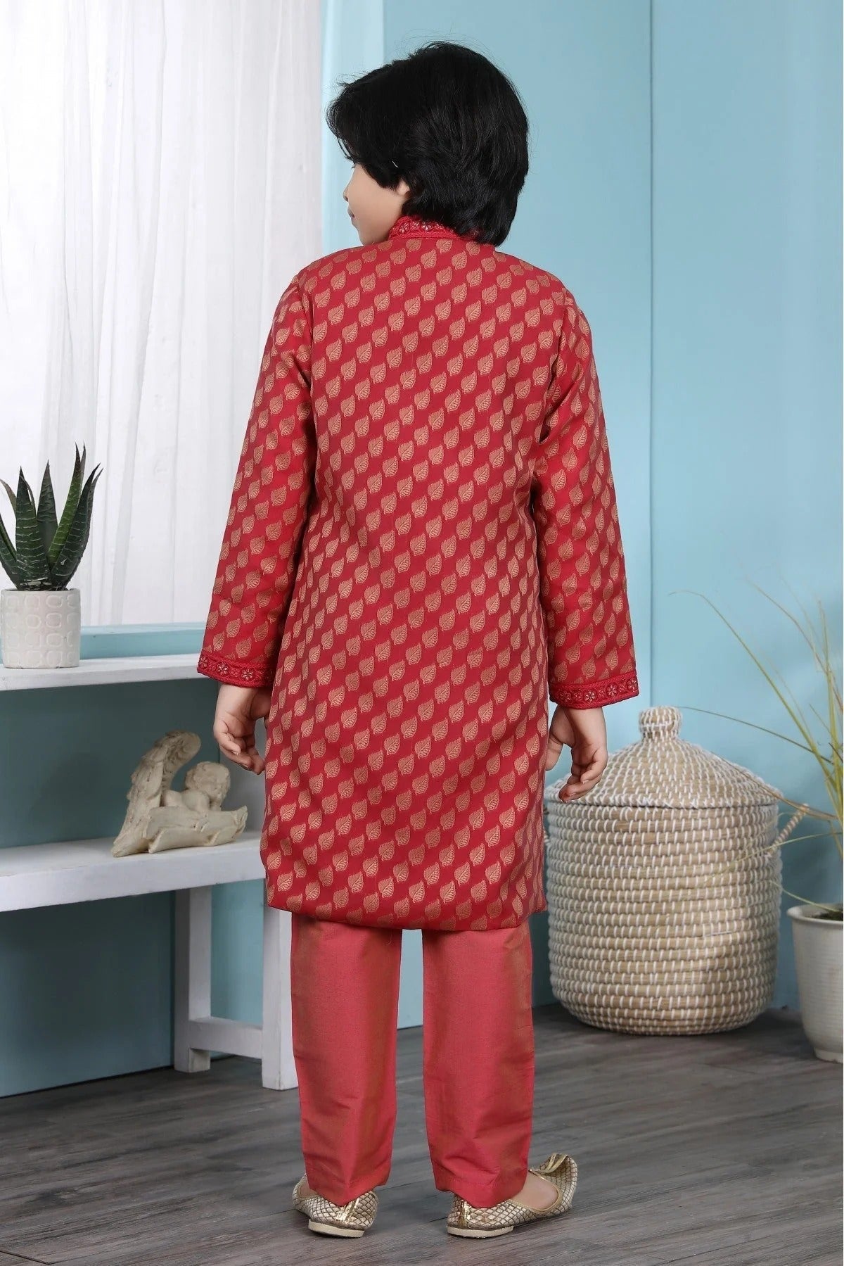 Red Colour Cotton Silk Kurta Pajama BW1070065 C