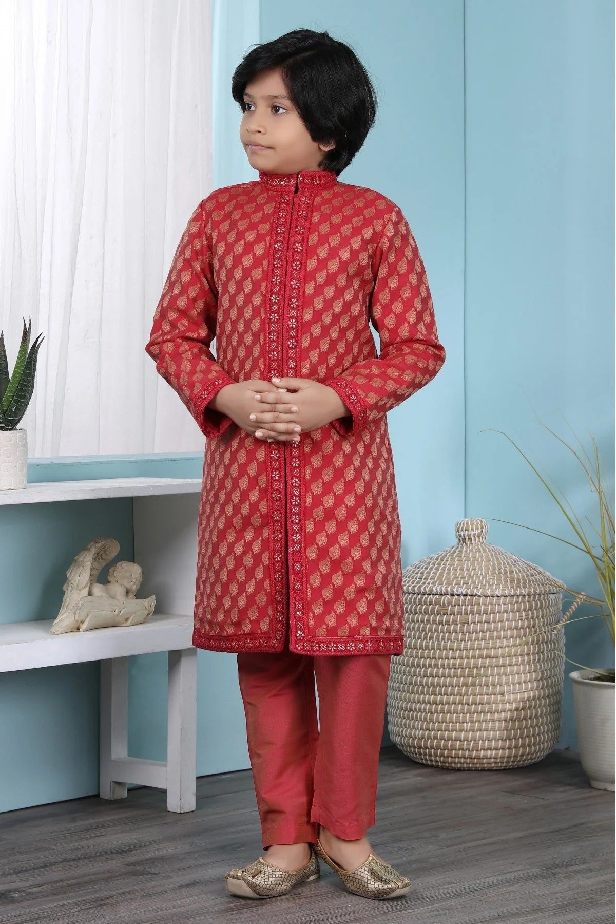 Red Colour Cotton Silk Kurta Pajama BW1070065