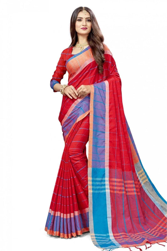 Red Colour Cotton Silk Printed Saree SD1100856