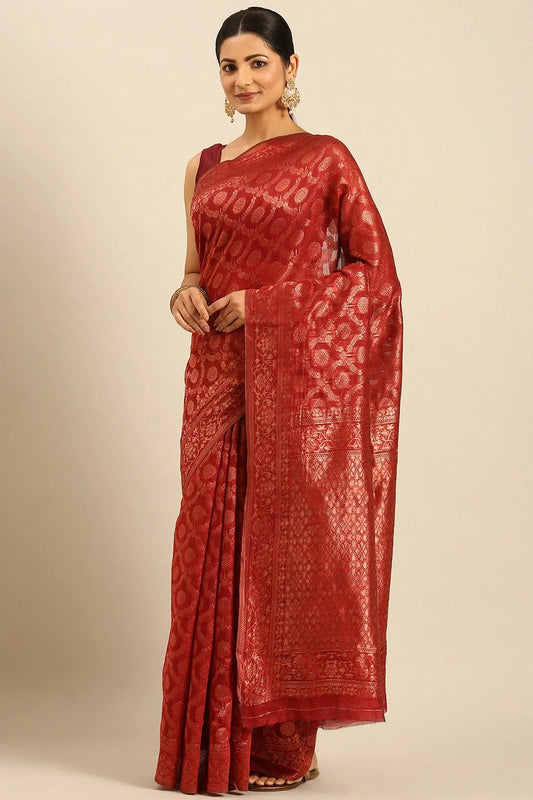 Red Colour Cotton Traditional Saree SD1102523