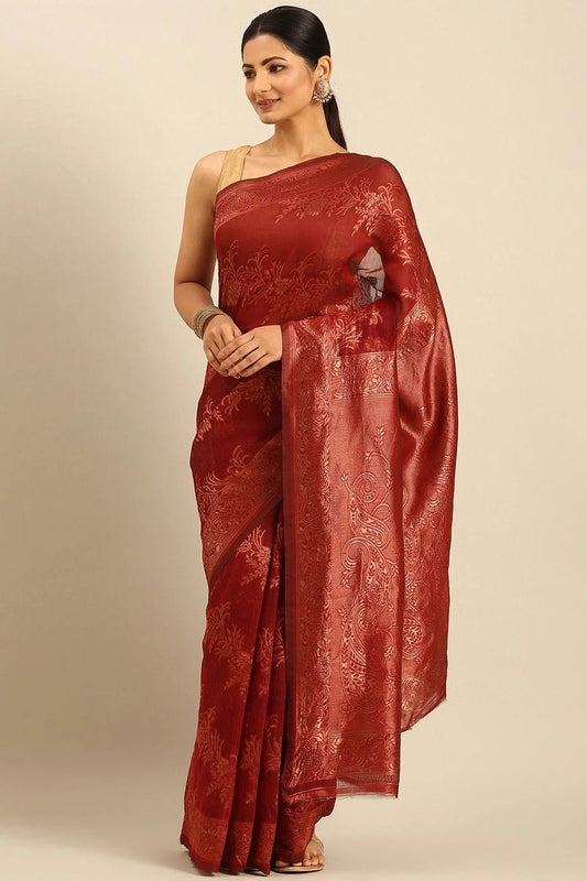 Red Colour Cotton Traditional Saree SD1102535