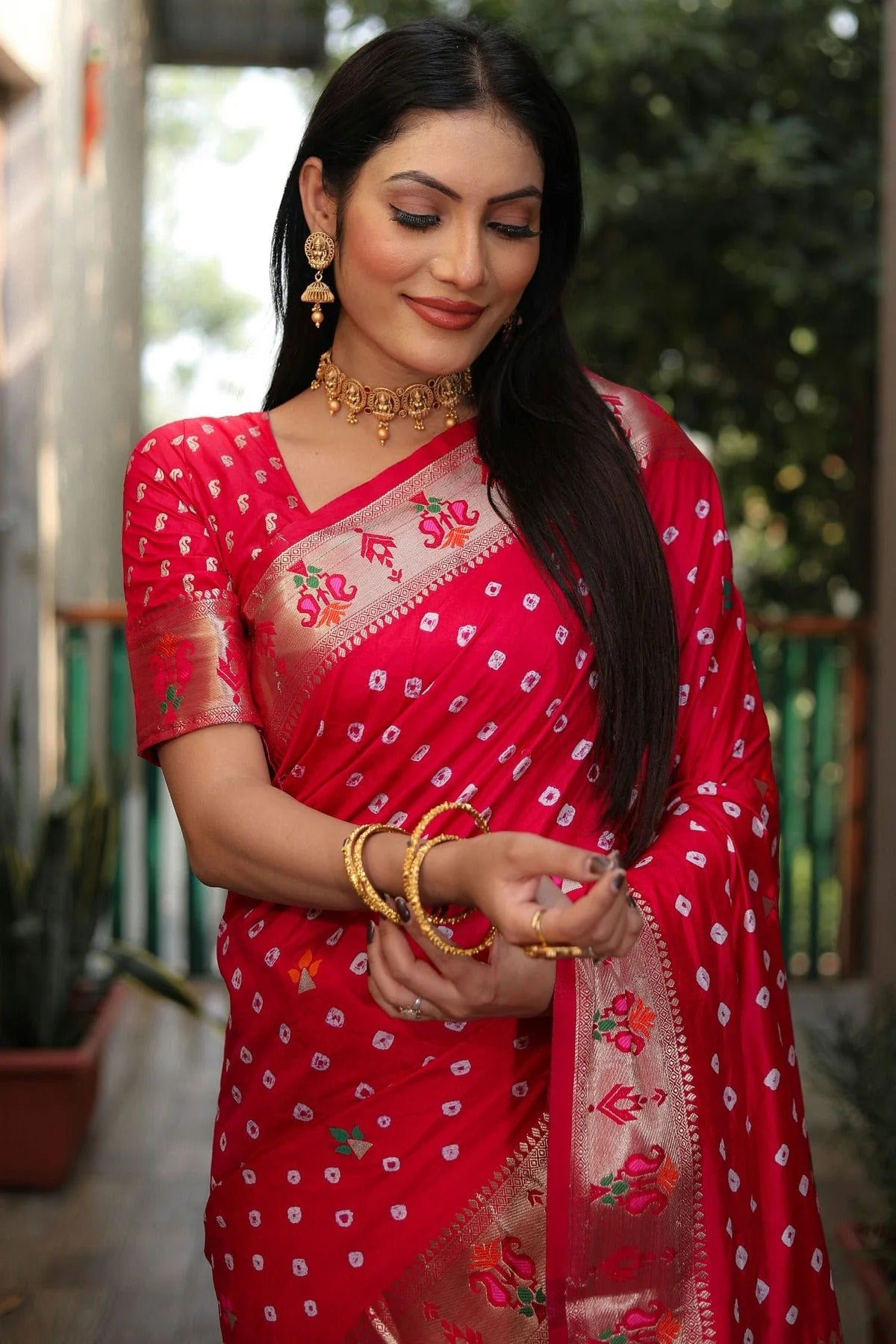 Red Colour Dola Silk Paithani Saree SD1110942 A