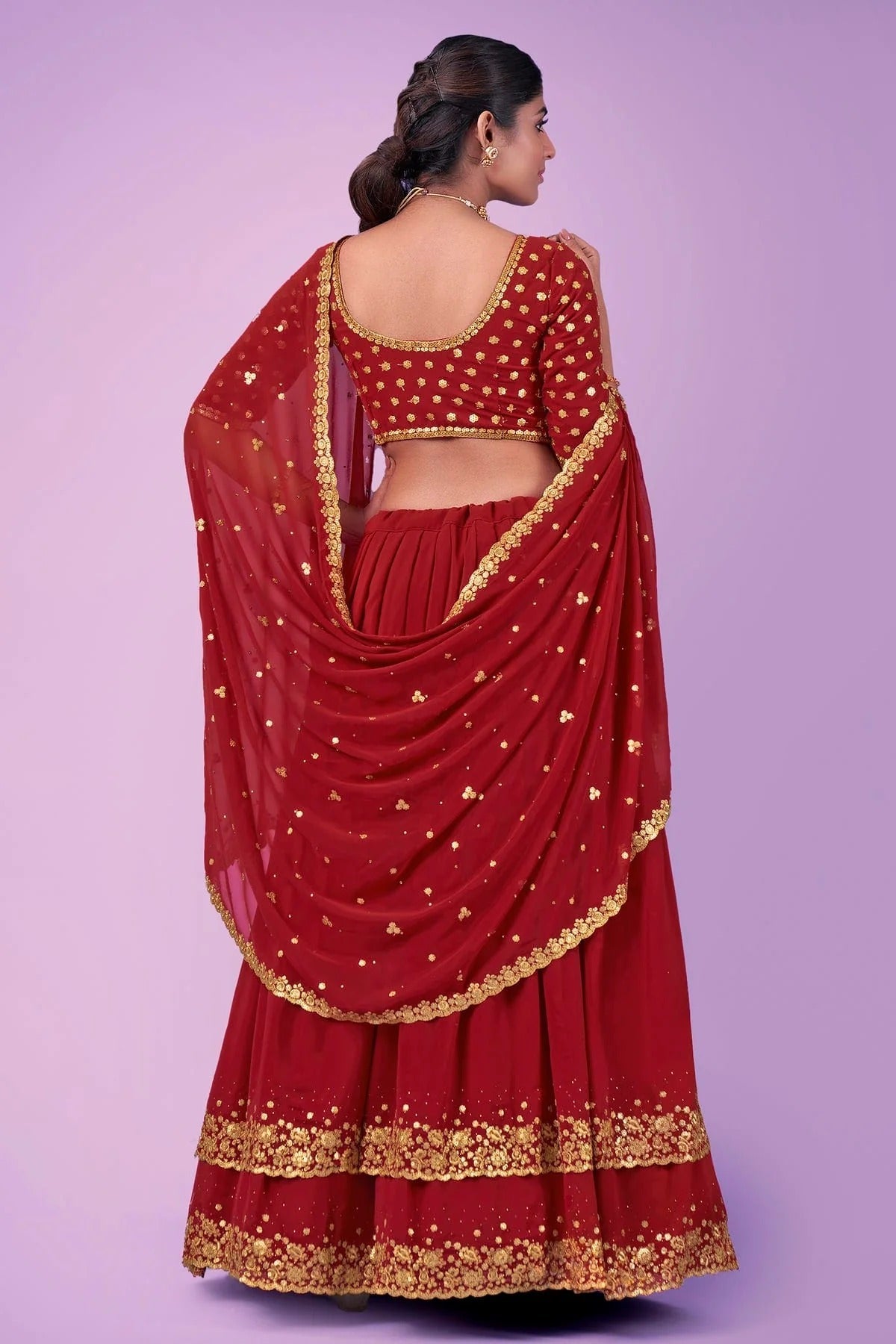 Red Colour Embroidery Georgette Lehenga Choli LD1080668 A