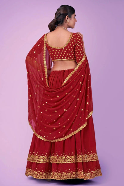 Red Colour Embroidery Georgette Lehenga Choli LD1080668 A