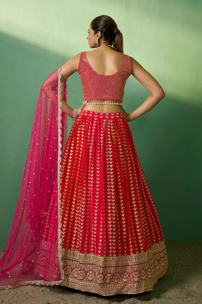 Red Colour Embroidery Georgette Lehenga Choli LD1080777 A