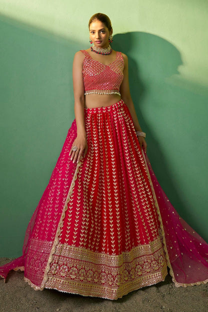 Red Colour Embroidery Georgette Lehenga Choli LD1080777