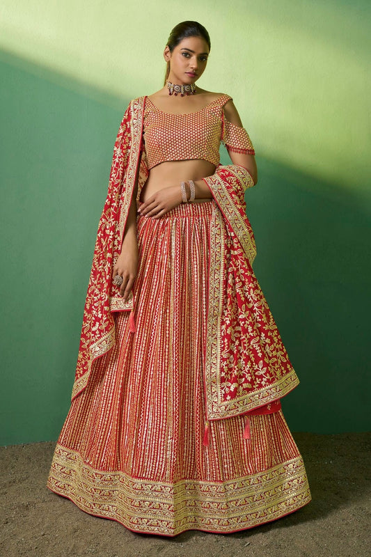 Red Colour Embroidery Georgette Lehenga Choli LD1080780