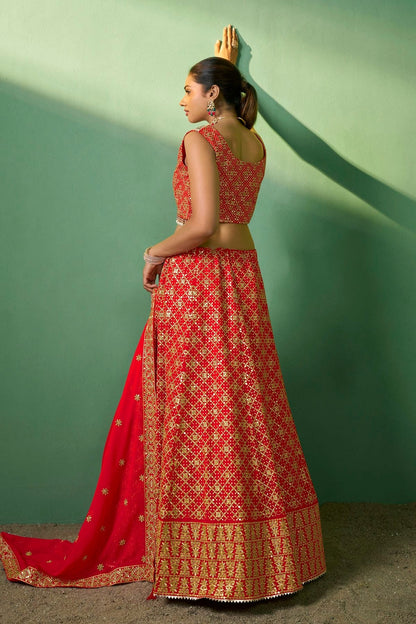 Red Colour Embroidery Georgette Lehenga Choli LD1080785 A