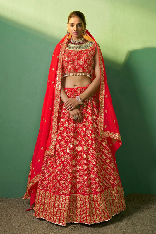 Red Colour Embroidery Georgette Lehenga Choli LD1080785