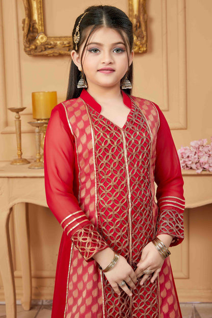 Red Colour Faux Georgette Pant Style Suit GW1070737 B