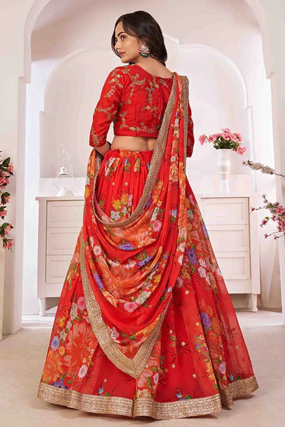 Red Colour Georgette Designer Lehenga Choli LC1240043 A