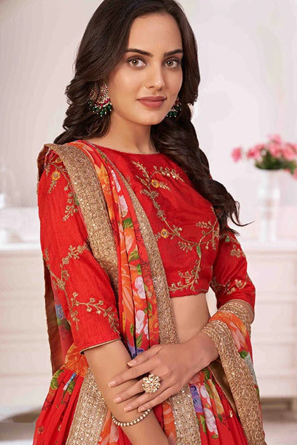 Red Colour Georgette Designer Lehenga Choli LC1240043 B
