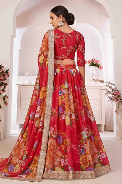 Red Colour Georgette Designer Lehenga Choli LC1240049 A