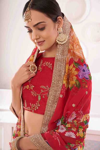 Red Colour Georgette Designer Lehenga Choli LC1240049 B