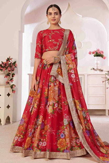 Red Colour Georgette Designer Lehenga Choli LC1240049