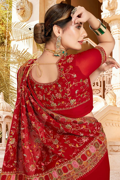 Red Colour Georgette Designer Saree LC1121305 A