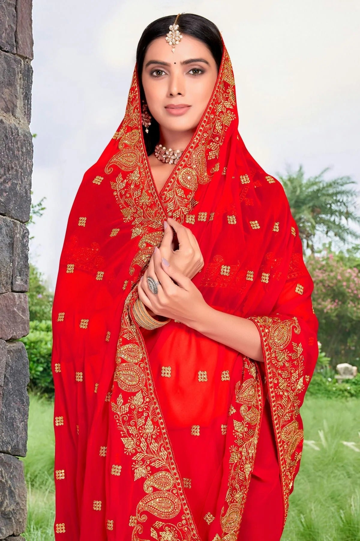 Red Colour Georgette Designer Saree LC1121320 A