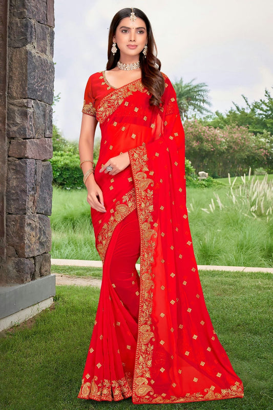 Red Colour Georgette Designer Saree LC1121320