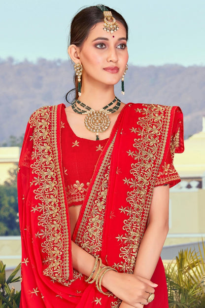 Red Colour Georgette Designer Saree LC1121376 A