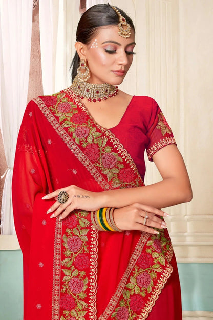 Red Colour Georgette Designer Saree LC1121483 A