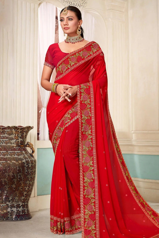 Red Colour Georgette Designer Saree LC1121483
