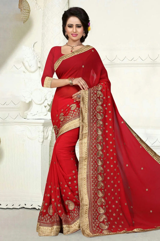 Red Colour Georgette Designer Saree LC1121543