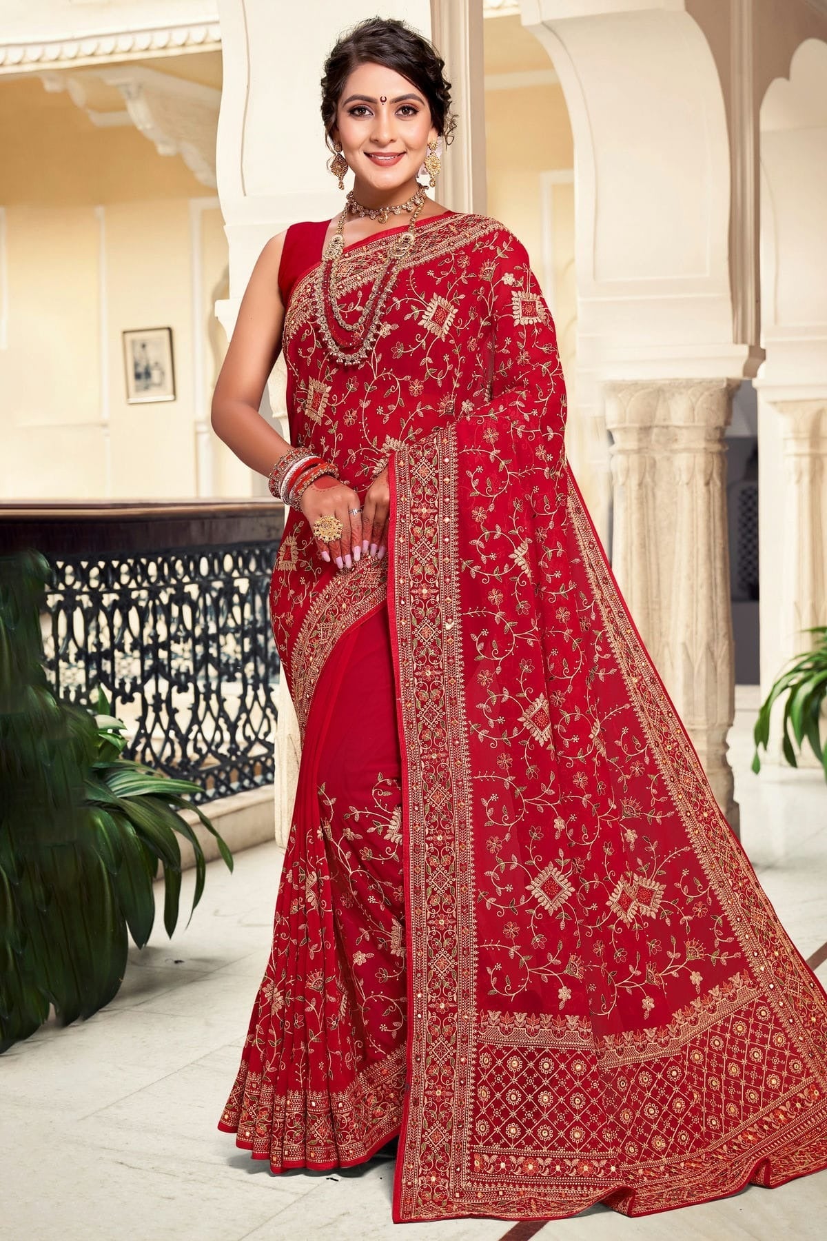 Red Colour Georgette Designer Saree LC1121641