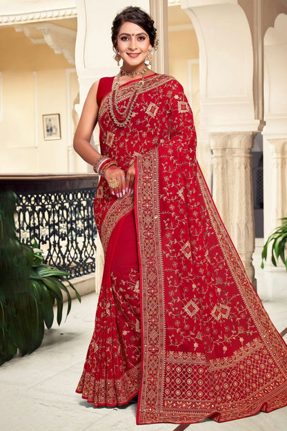 Red Colour Georgette Designer Saree LC1121641