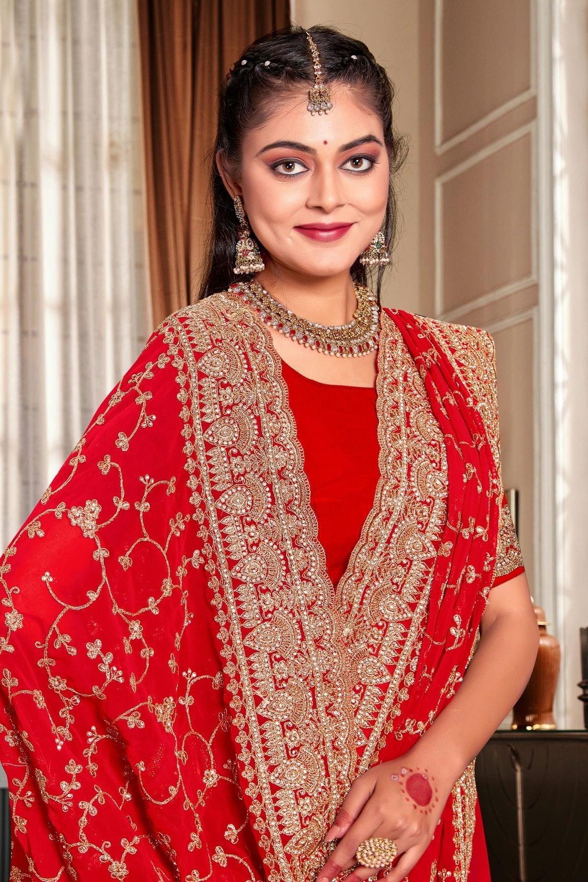 Red Colour Georgette Designer Saree LC1121721 A