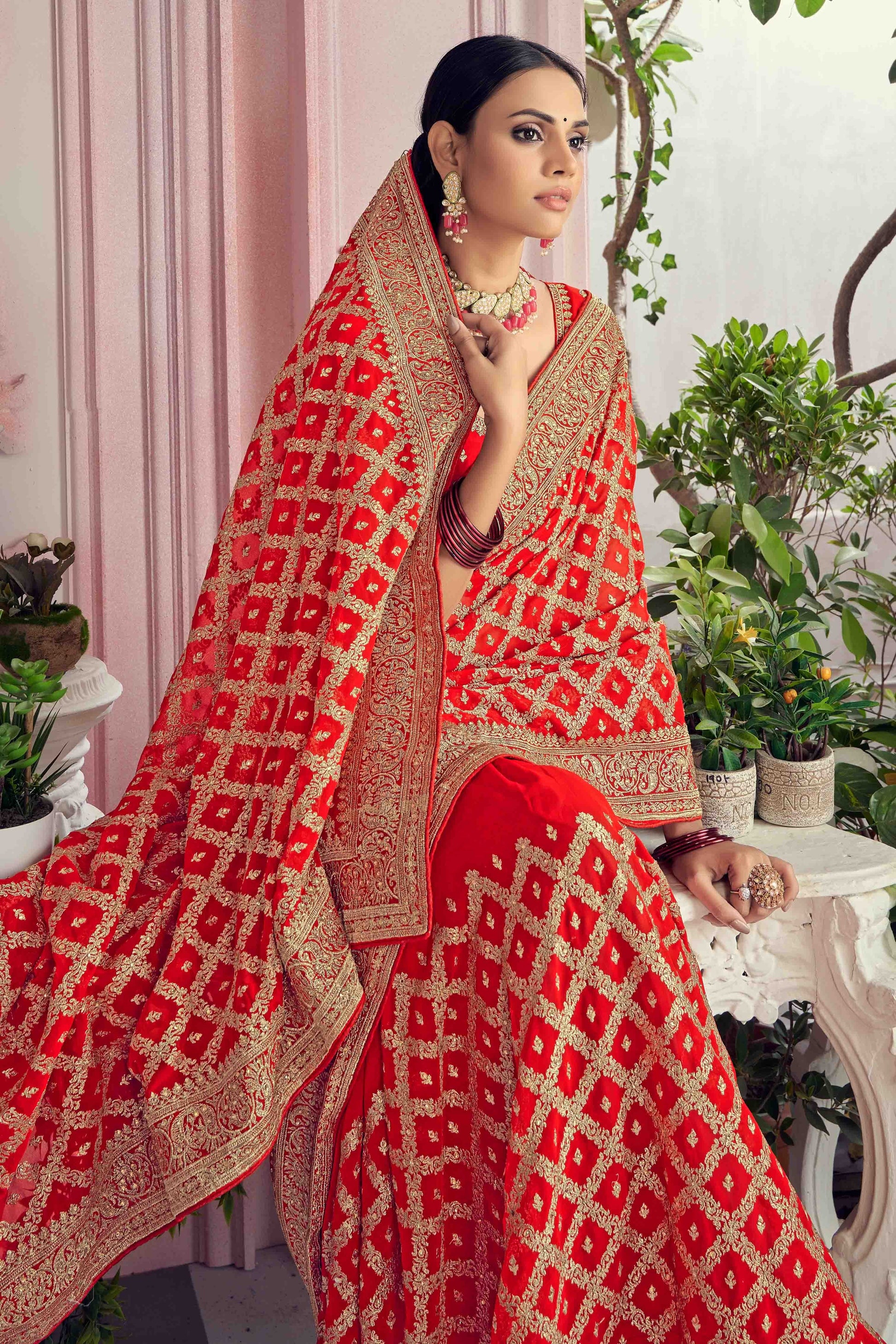 Red Colour Georgette Designer Saree SD1090488 A