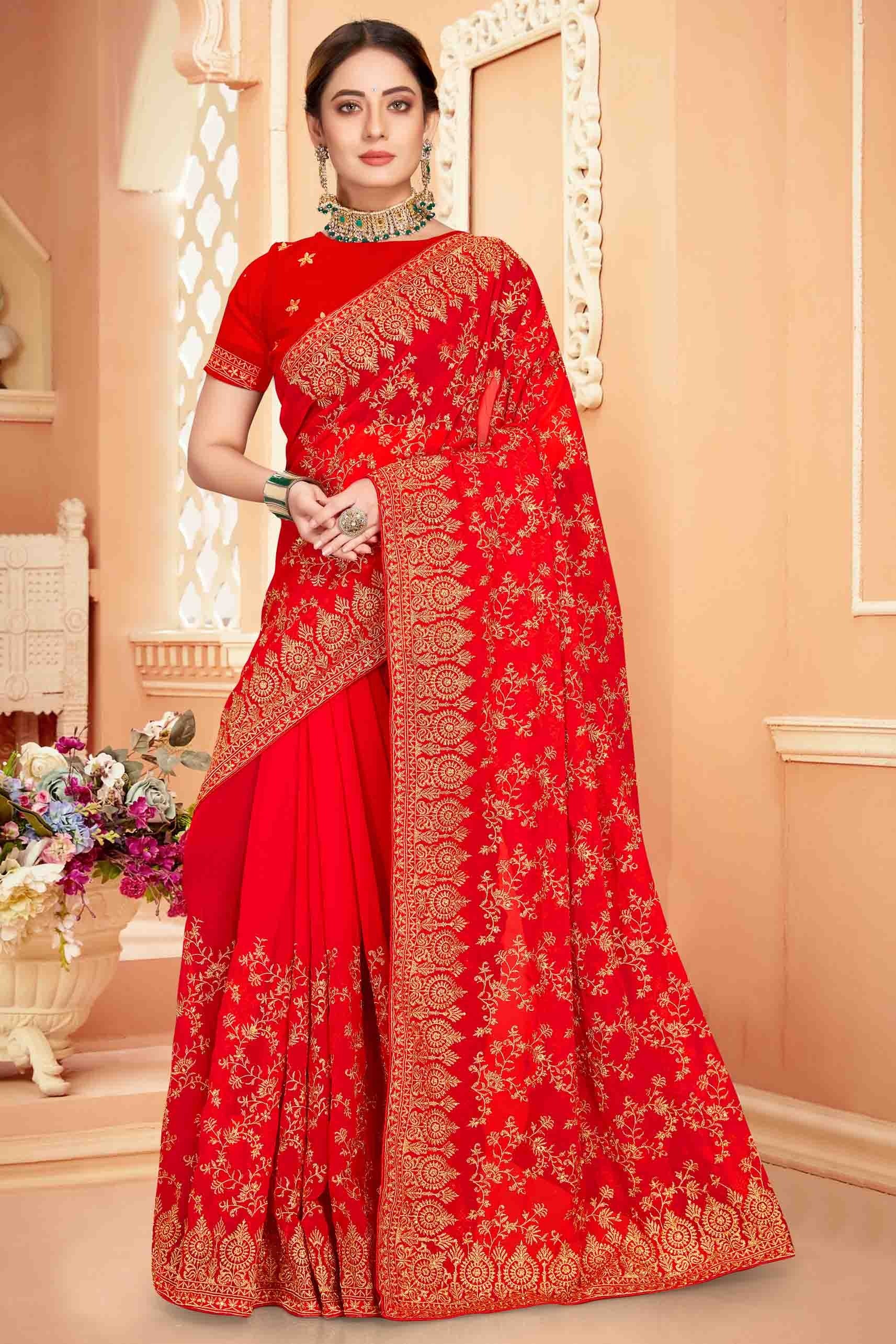Red Colour Georgette Designer Saree SD1090564