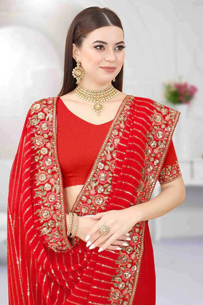 Red Colour Georgette Designer Saree SD1090673 A