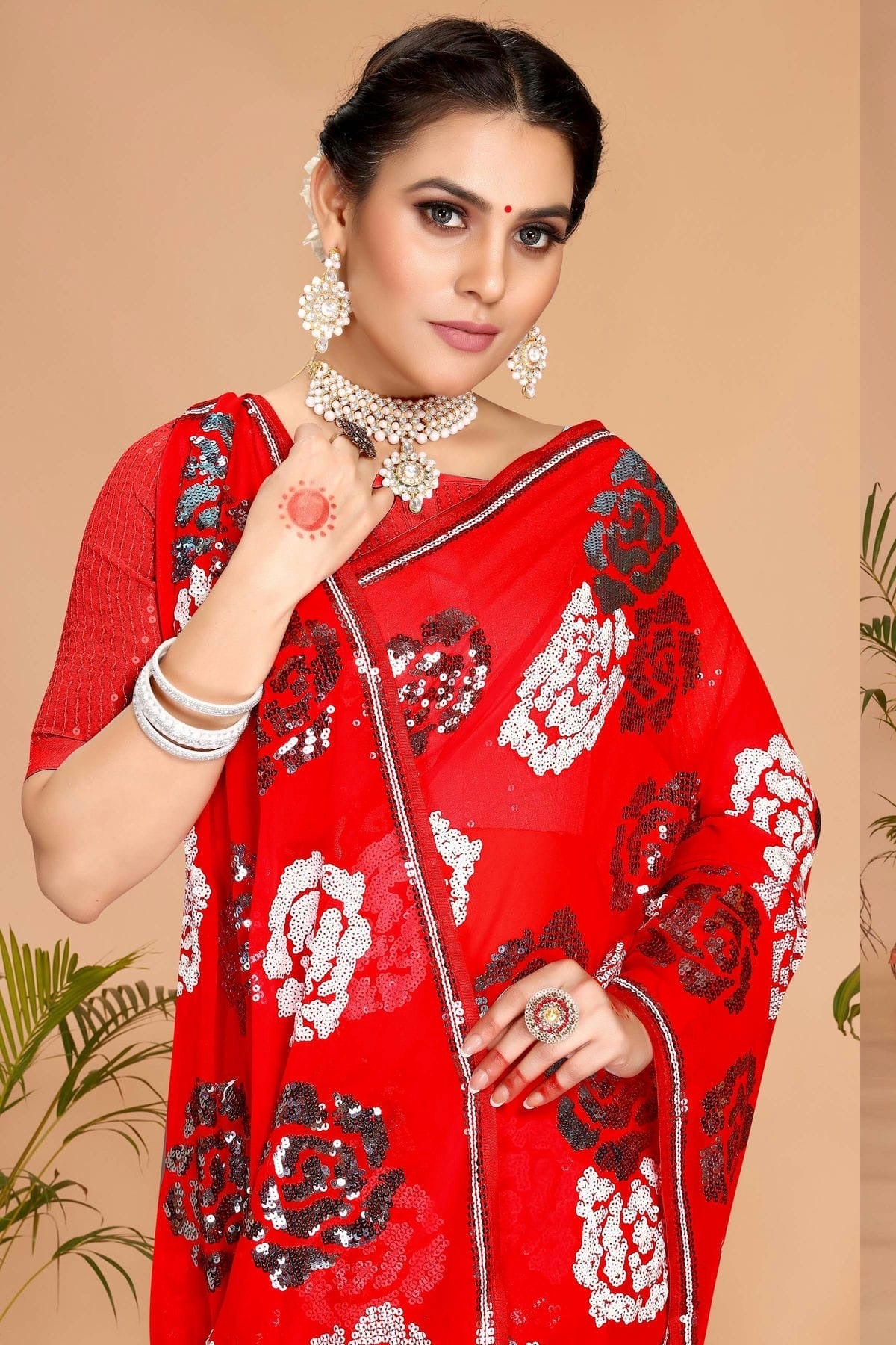 Red Colour Georgette Designer Saree SD1091115 A