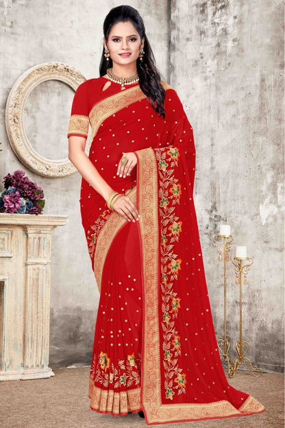 Red Colour Georgette Designer Saree SD1120693