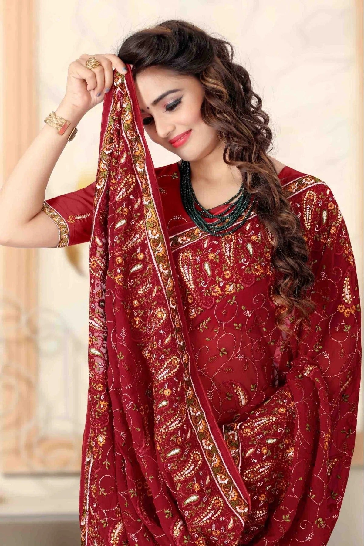 Red Colour Georgette Designer Saree SD1120727 A